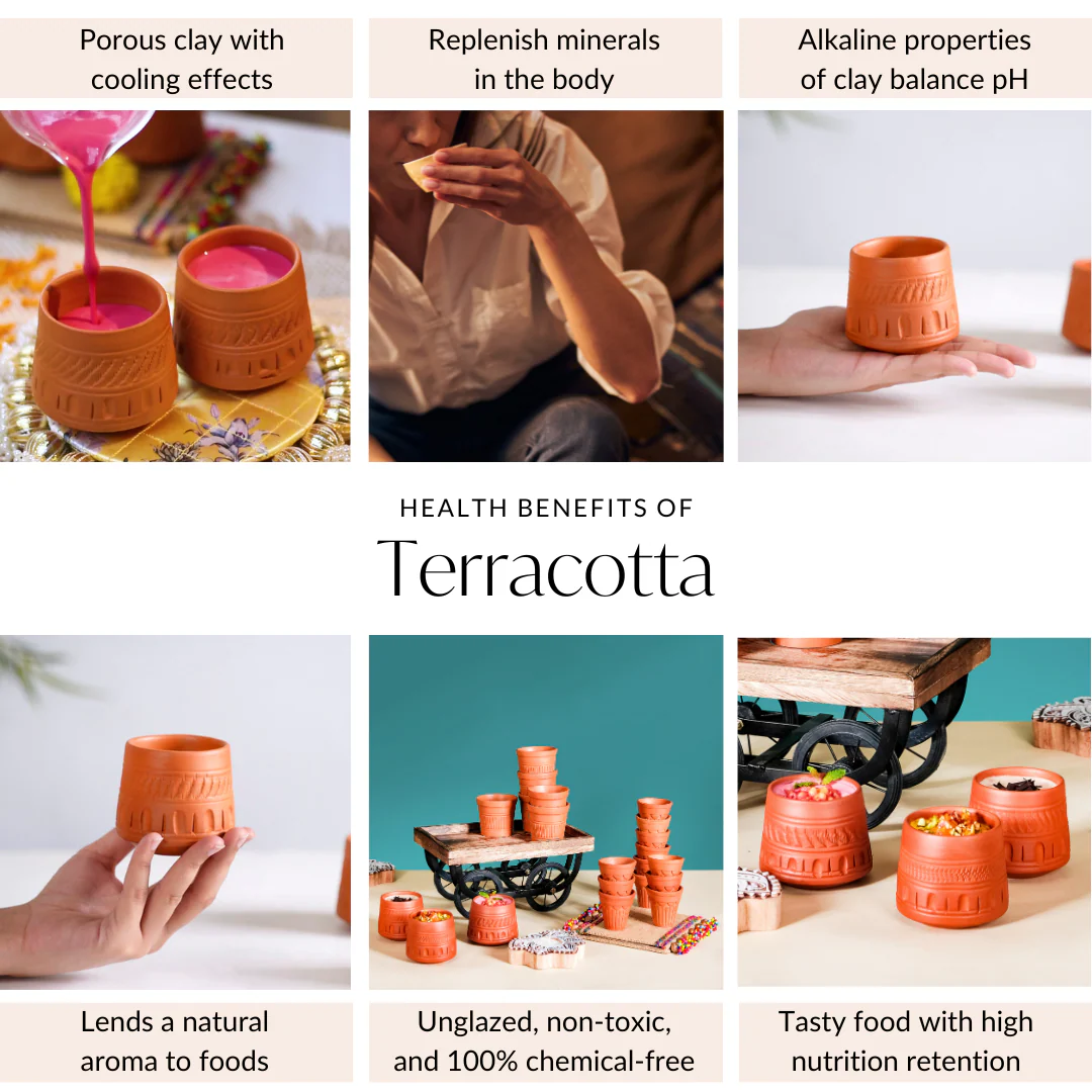 Engraved Terracotta Tumblers Set Of 12 100ml - Image 8