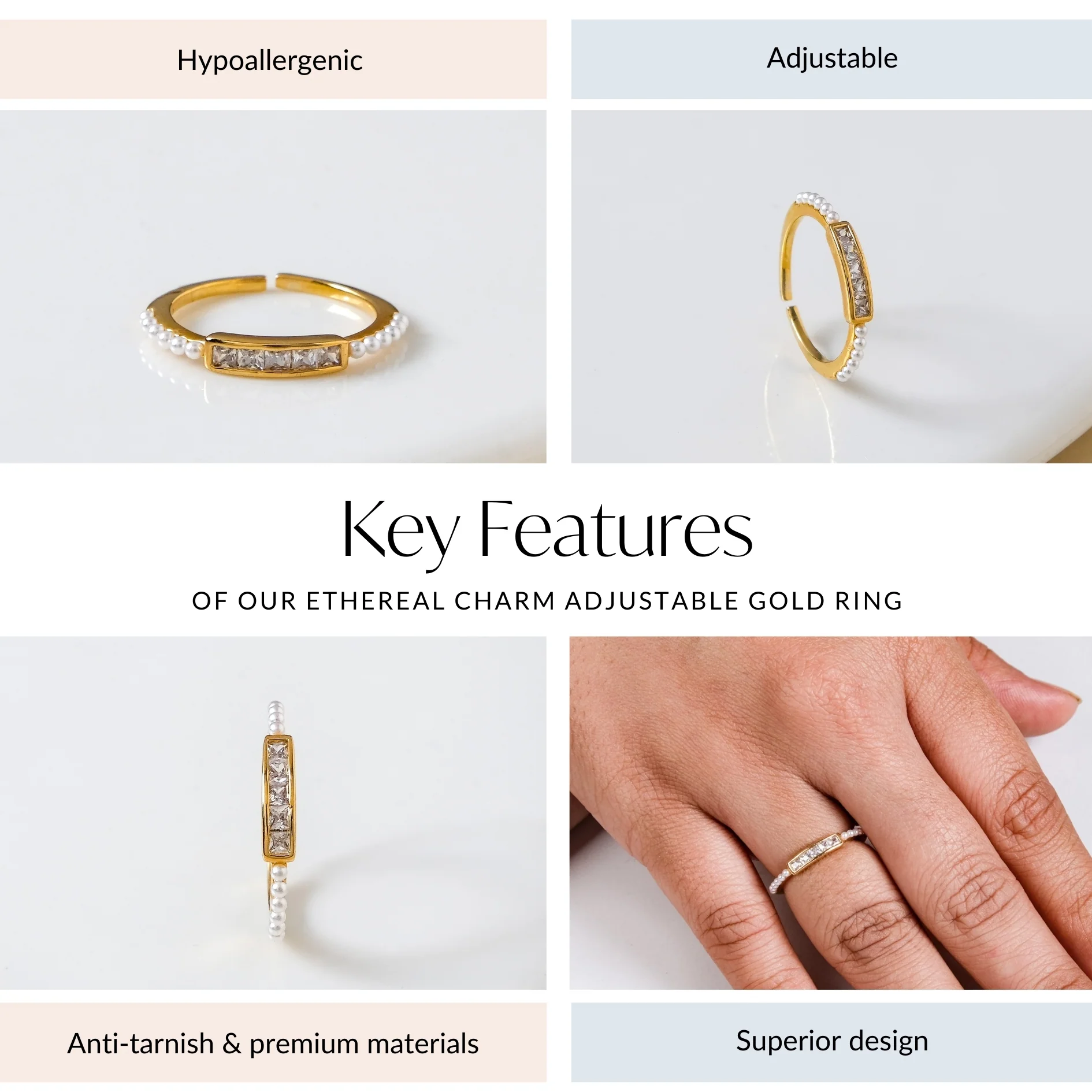 Ethereal Charm Adjustable Gold Ring - Image 4