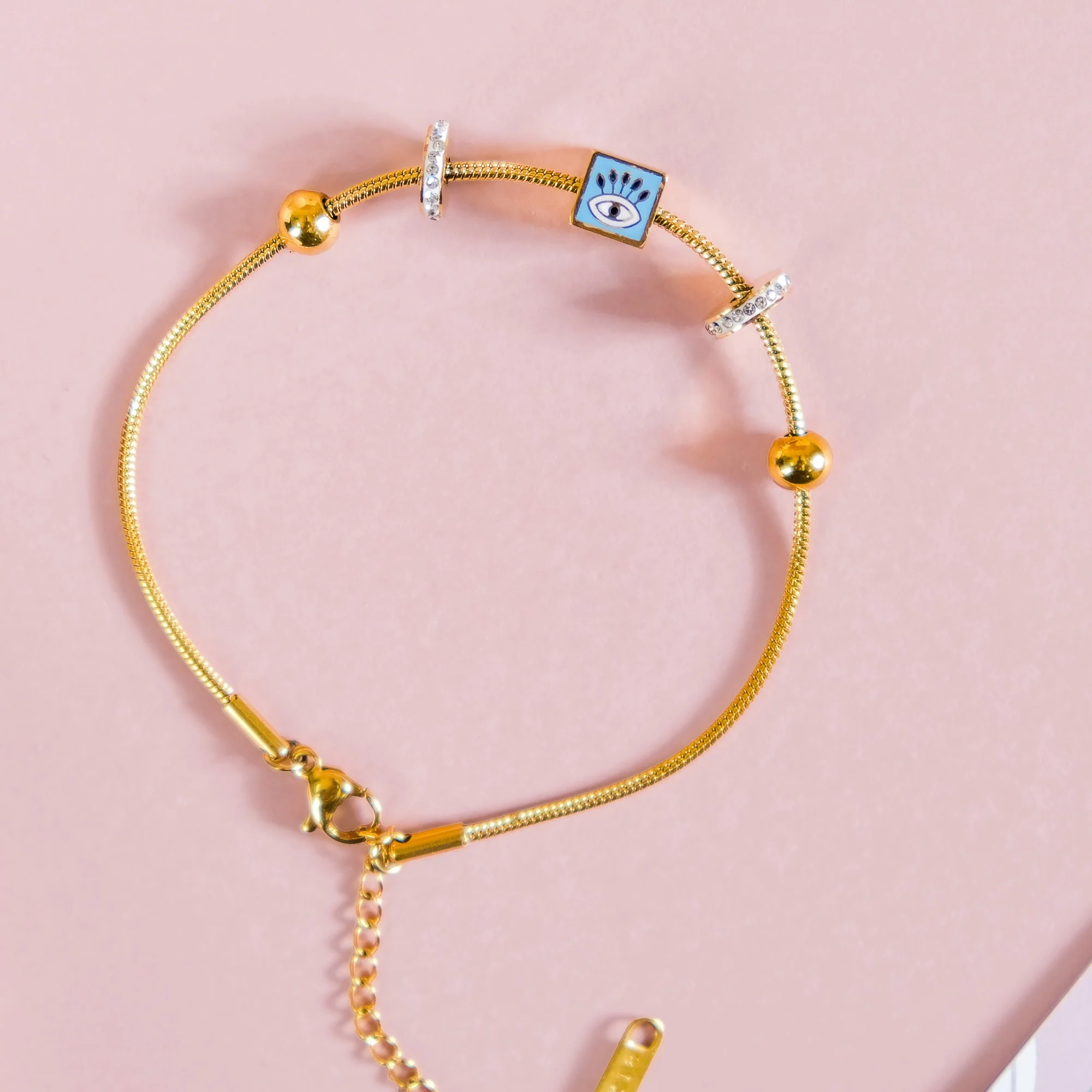 Evil Eye Gold Bracelet Rakhi Hamper Set Of 3 With Gift Box - Image 2