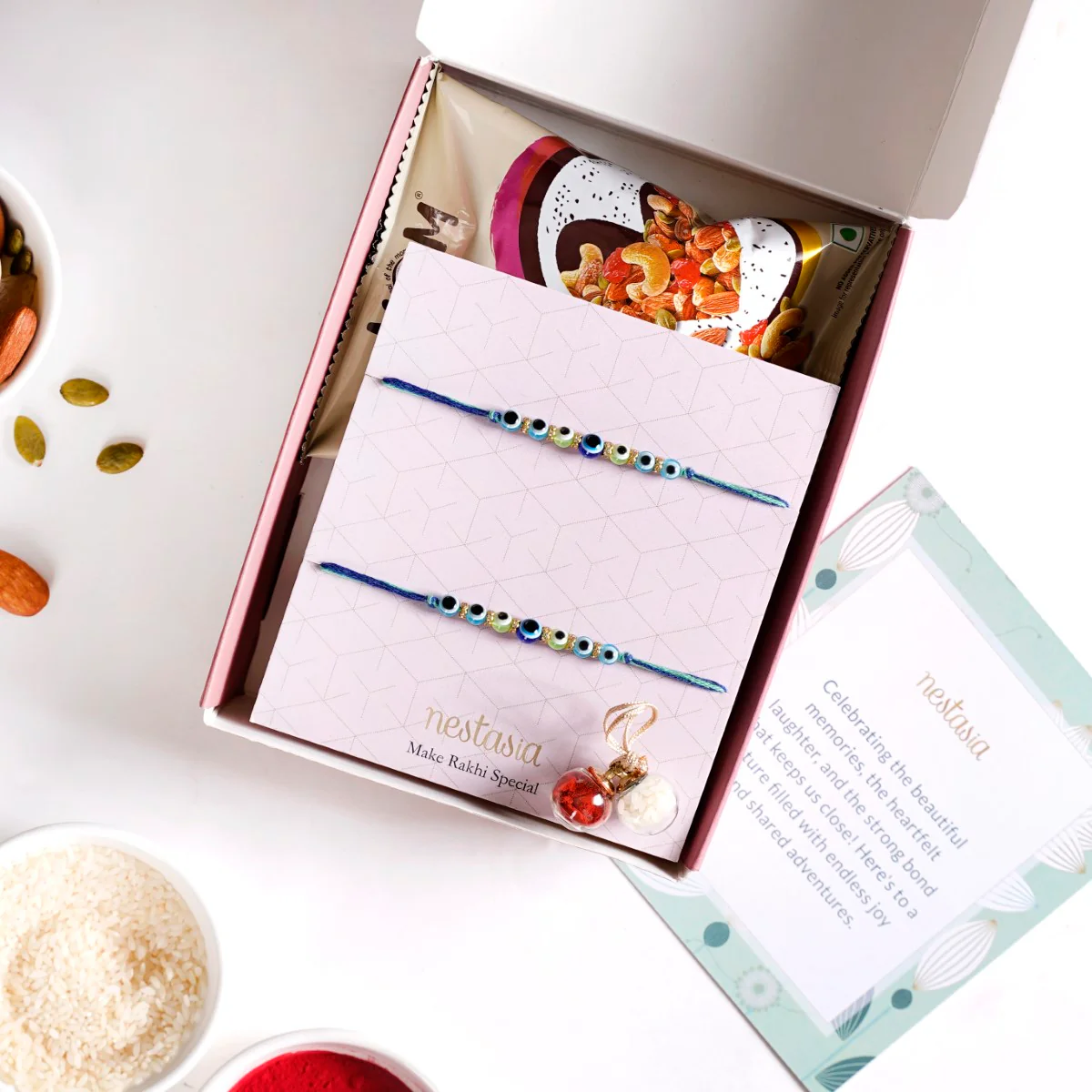 Evil Eye Rakhi For Brother Set Of 4 With Gift Box And Card - Image 2