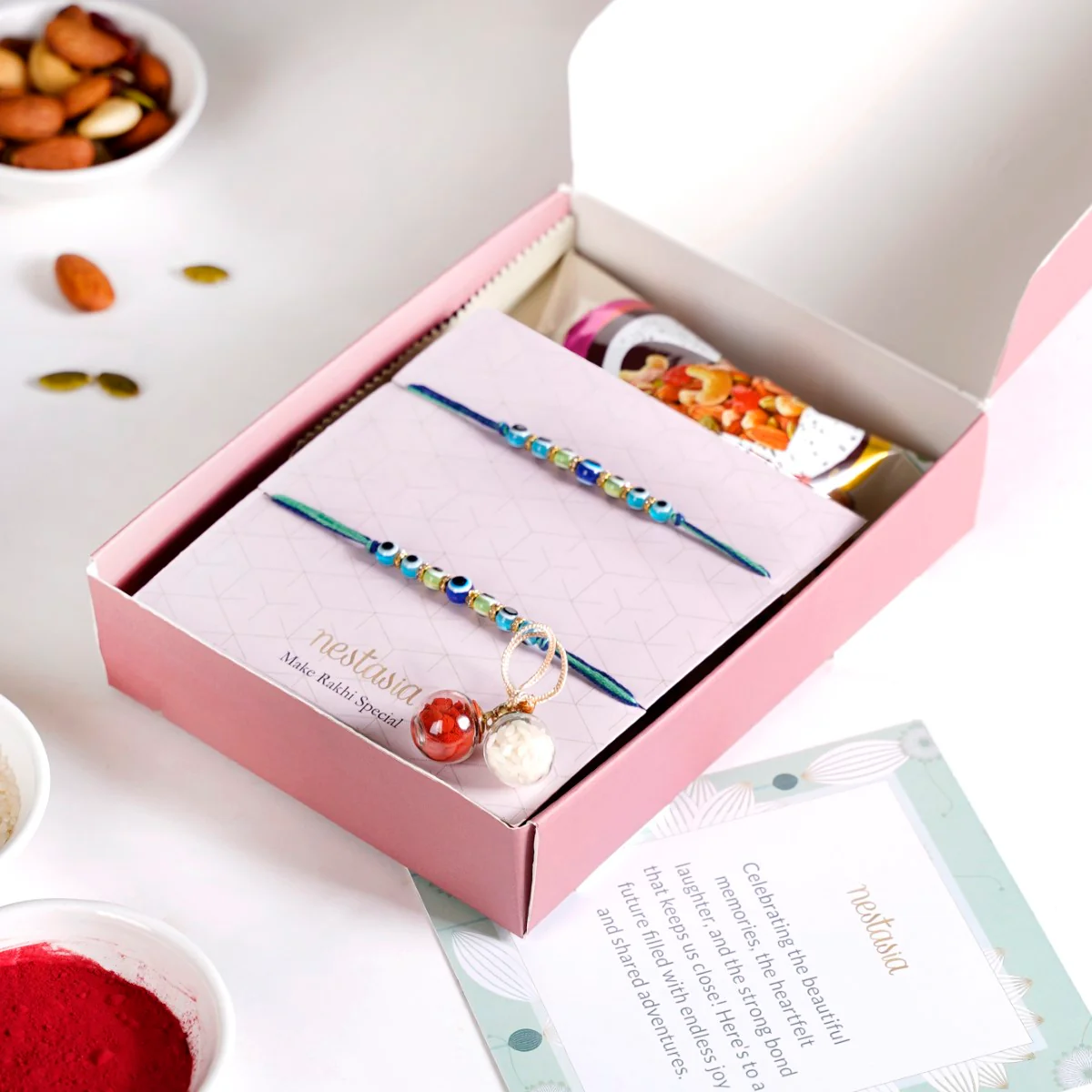 Evil Eye Rakhi For Brother Set Of 4 With Gift Box And Card - Image 4