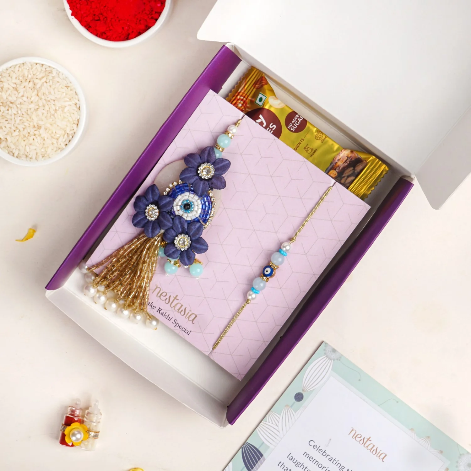 Evil Eye Rakhi Lumba Set For Bhai and Bhabhi - Image 2
