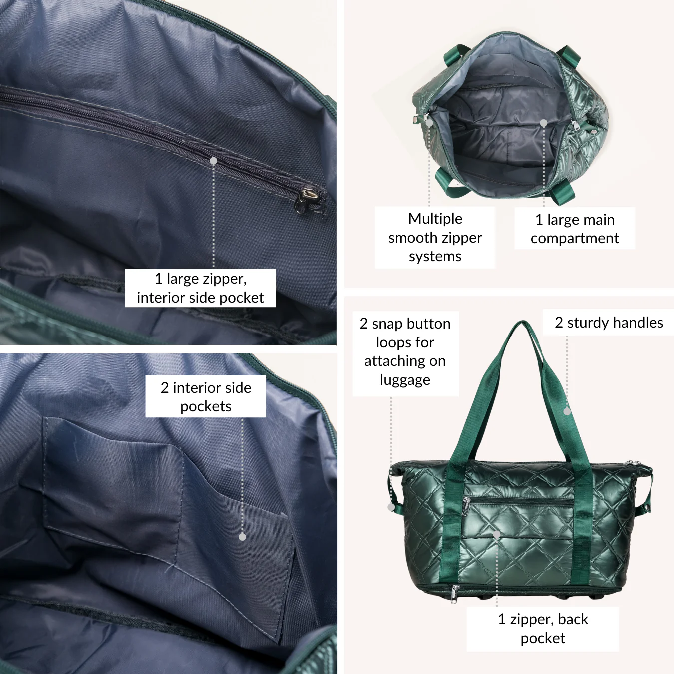Expandable Movo Travel Bag With Removable Wheels Metallic Green - Image 6