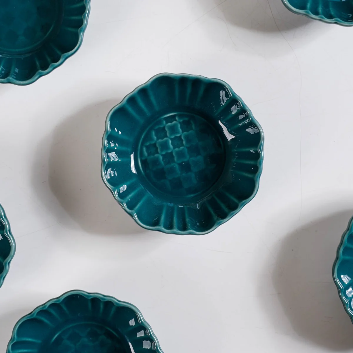 Exquisite Moroccan Scallop Rim Dip Bowls Dark Green Set Of 4 50ml - Image 11