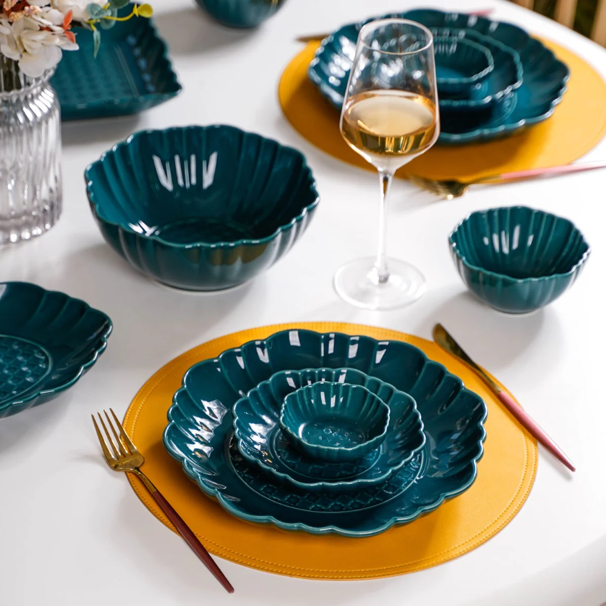 Exquisite Moroccan Scallop Rim Dip Bowls Dark Green Set Of 4 50ml - Image 2