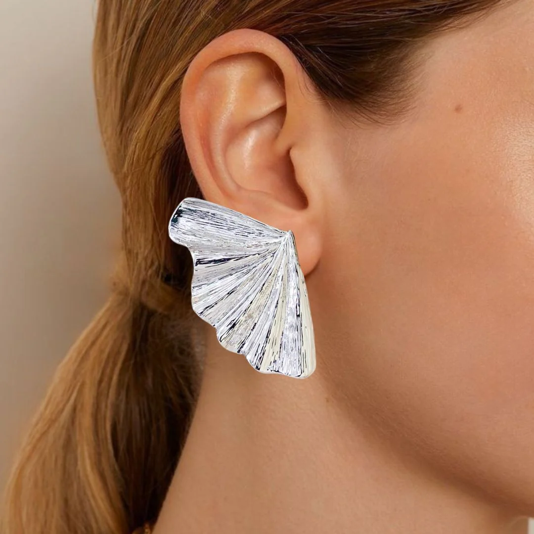 Fairy Wings Statement Earrings Silver - Image 2