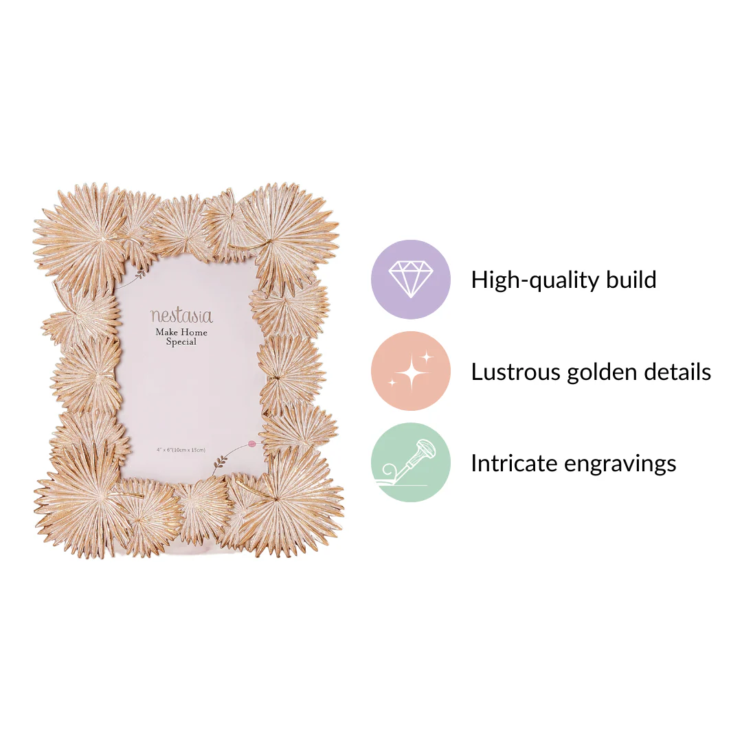 Fan Palm Decor Frame Gold Small 9"x7" - Image 4
