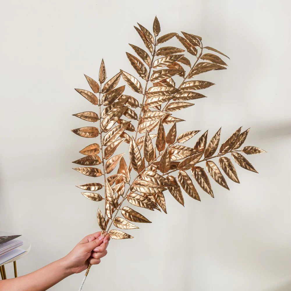 Faux Leaf Stem Gold Set Of 3 - Image 5