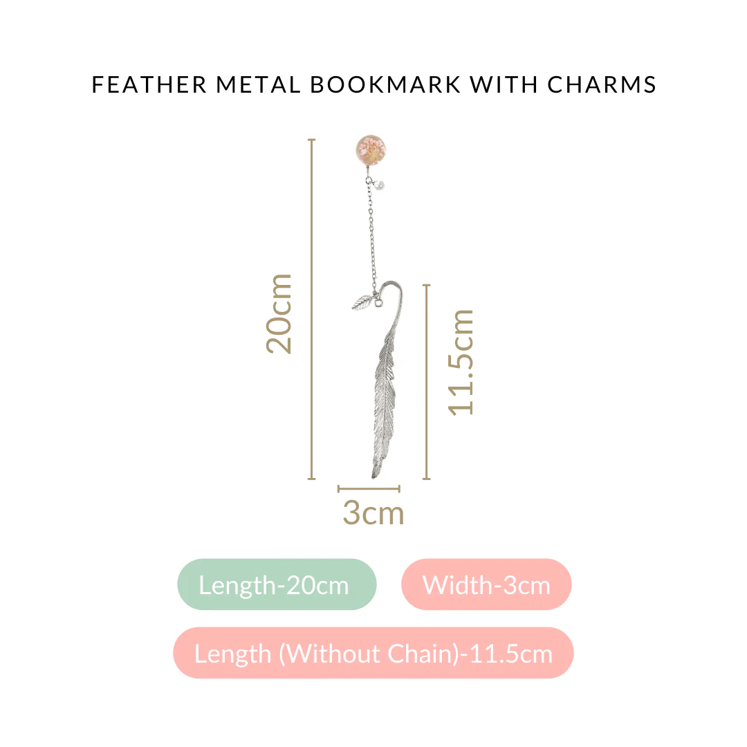 Feather Metal Bookmark With Charms - Image 5