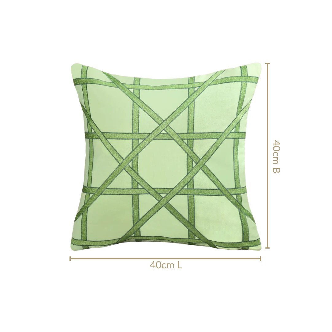 Fernline Pure Cotton Embroidered Cushion Cover 40x40cm - Image 3