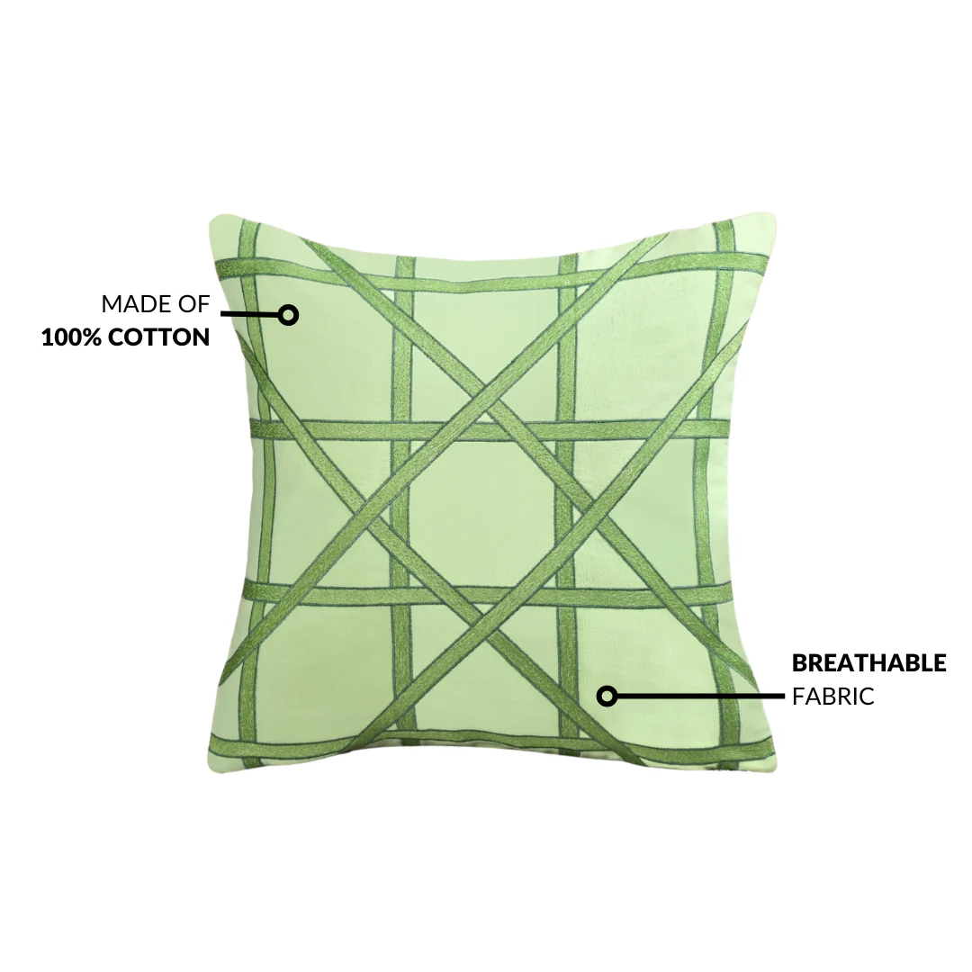 Fernline Pure Cotton Embroidered Cushion Cover 40x40cm - Image 4