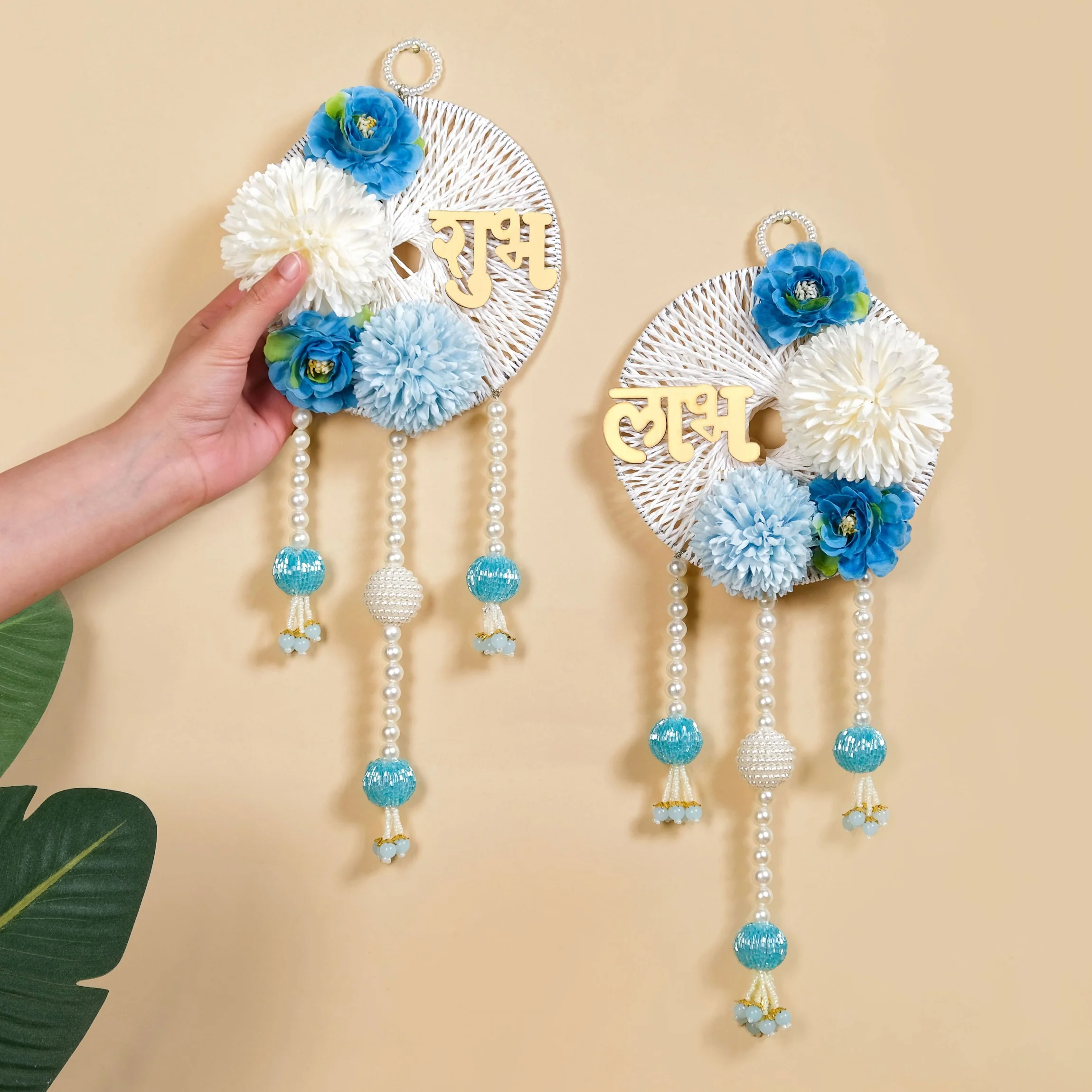 Festive Door Hanging With Pearl Blue Set Of 2 - Image 2