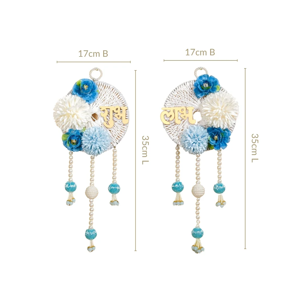 Festive Door Hanging With Pearl Blue Set Of 2 - Image 3