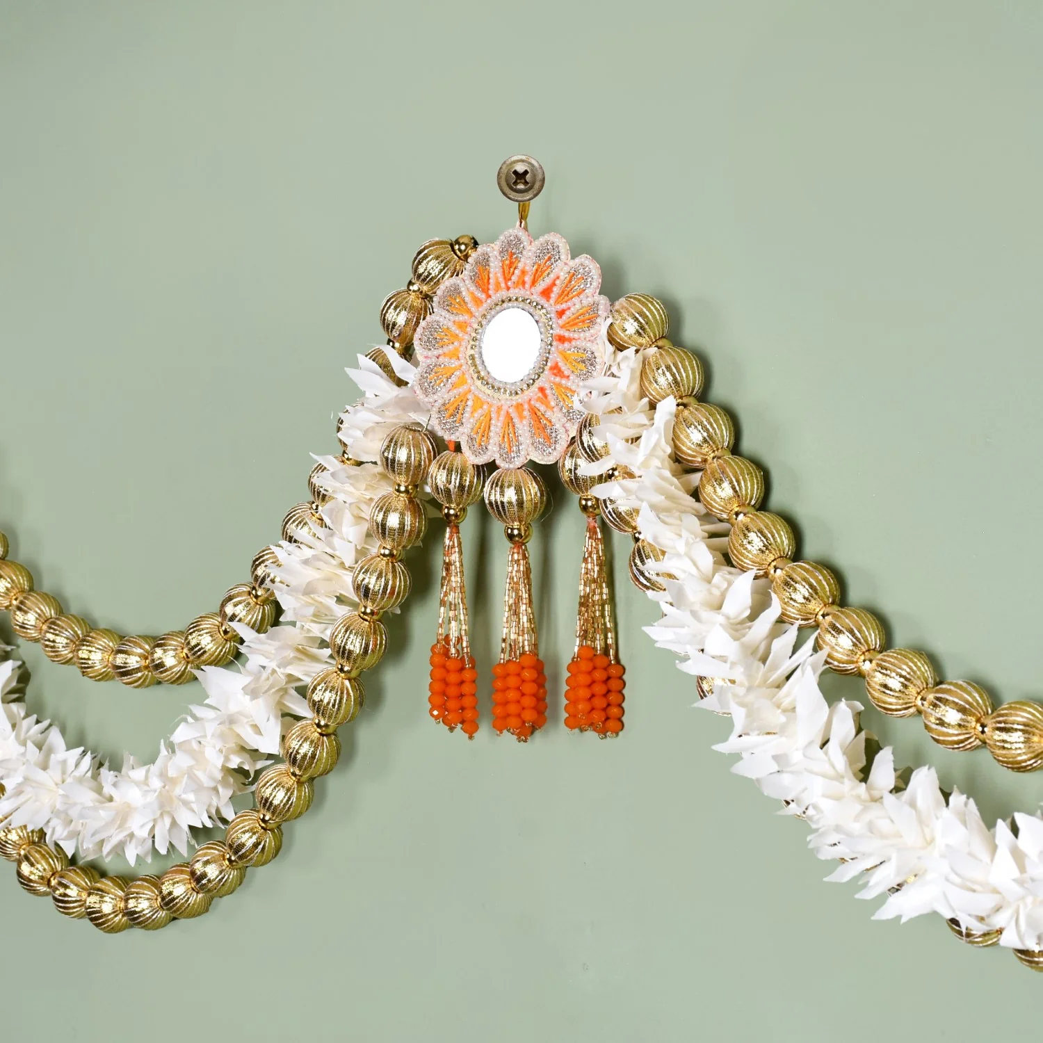 Festive Flower Wall Hanging With Moti Balls - Image 6