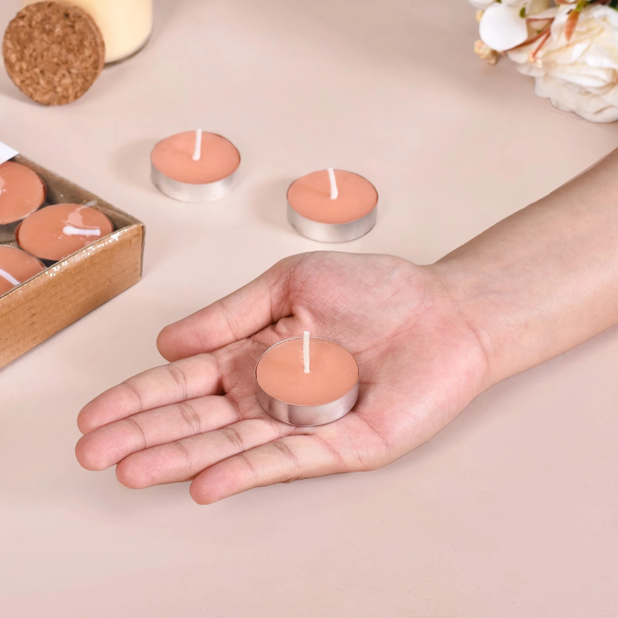 Festive Tealight Candles Peach Set Of 50 - Image 6