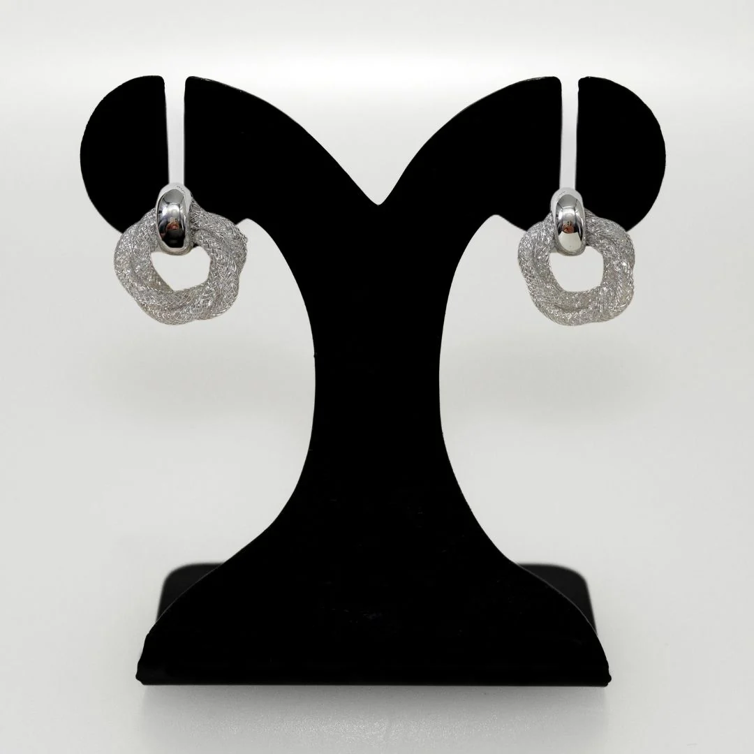 Fine Weave Chic Silver Knotted Earrings - Image 6