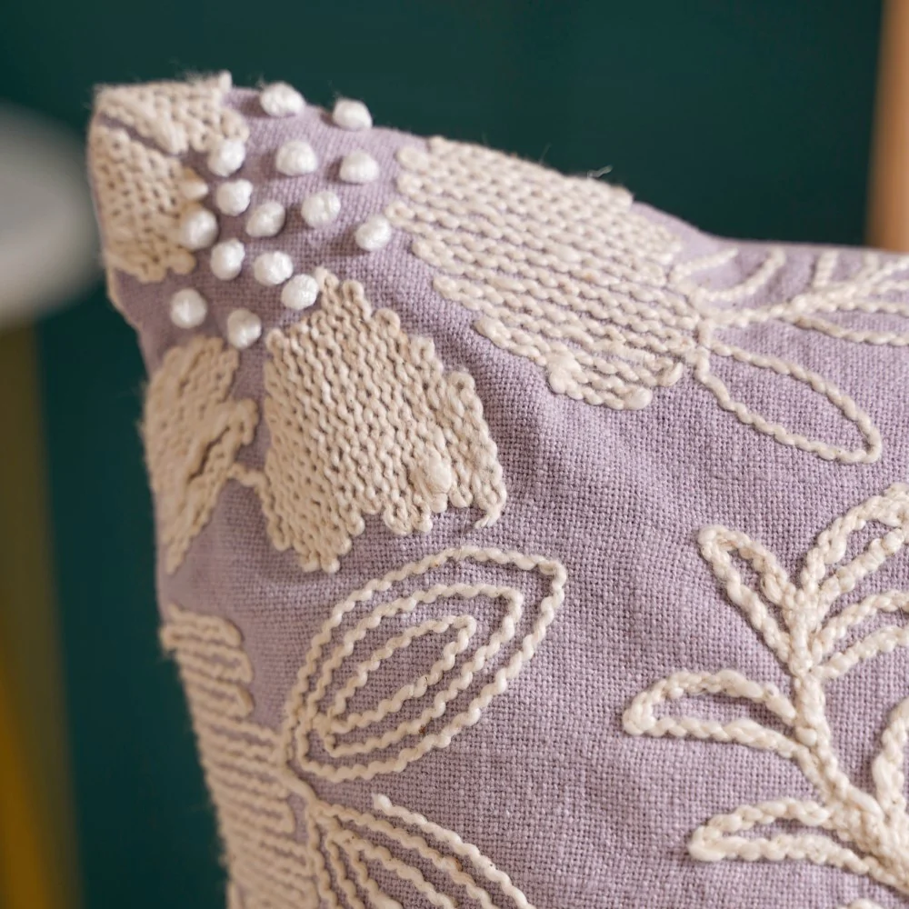 Fiore Cushion Cover Purple 16x16 Inch - Image 4