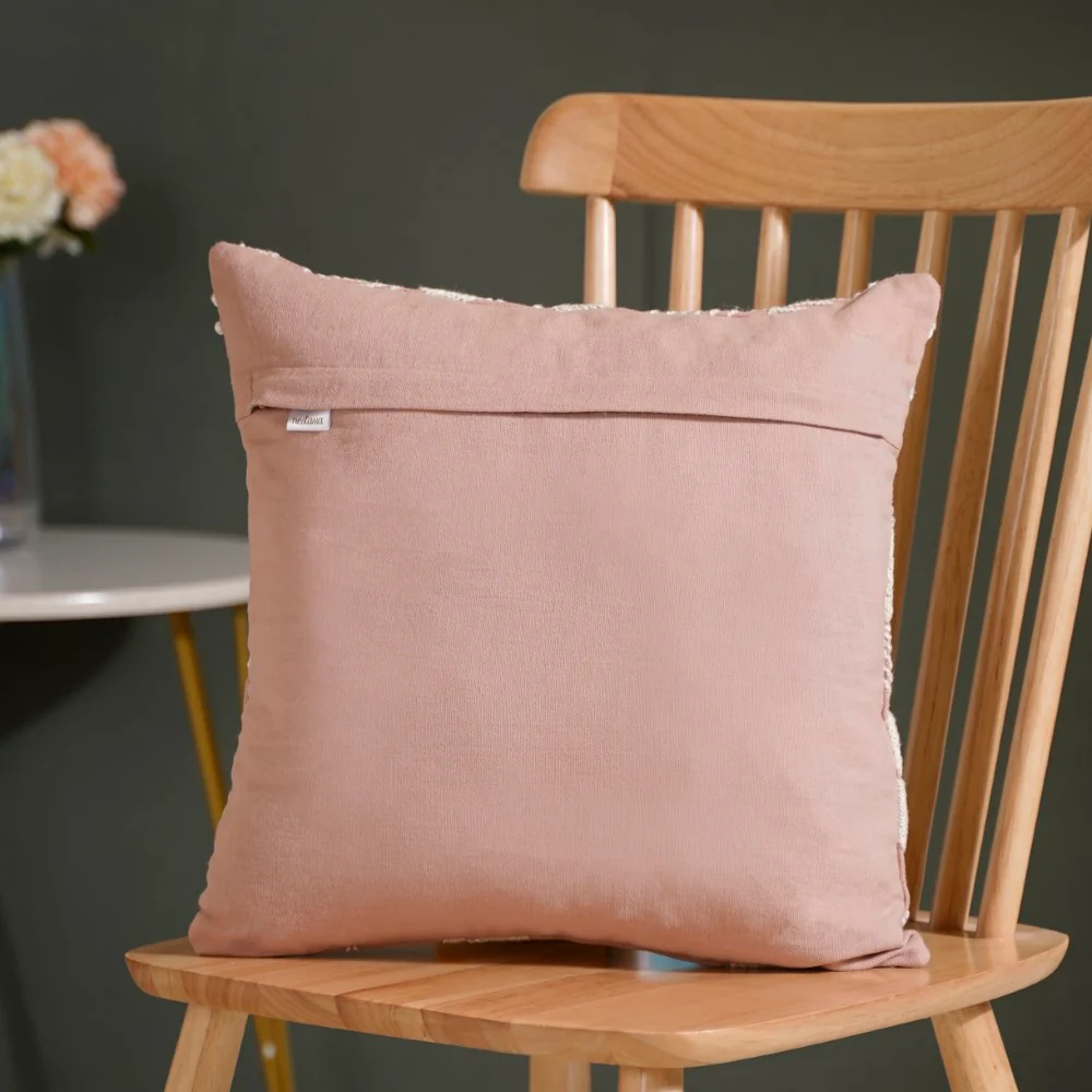 Fiore Embroidered Cushion Cover Pink 16x16 Inch - Image 4
