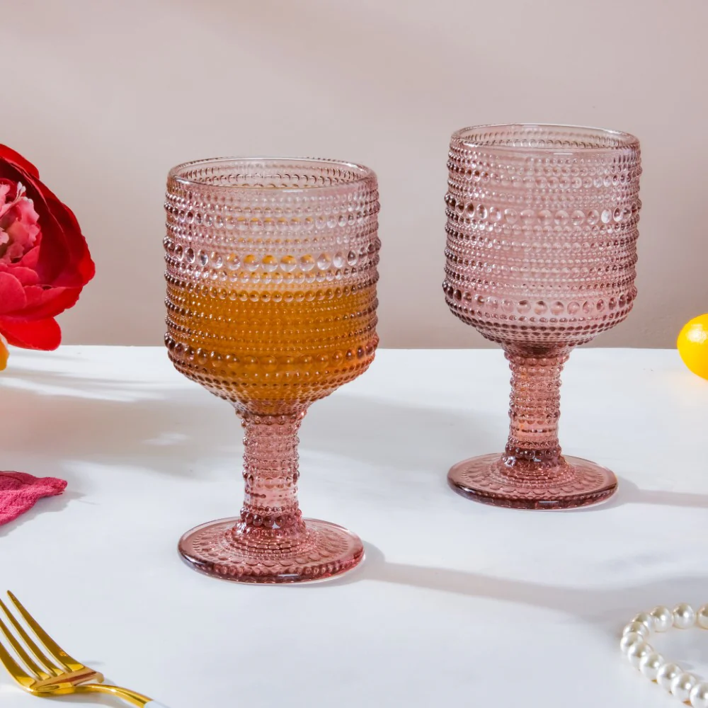 Fizz Bubble Stem Glass Mauve Set Of 6 250ml - Image 6