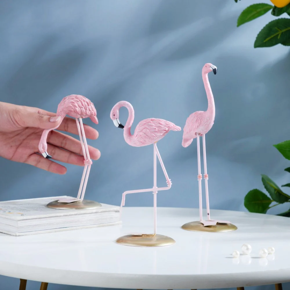 Flamingo Resin Decor Showpiece Pink Set Of 3 - Image 2