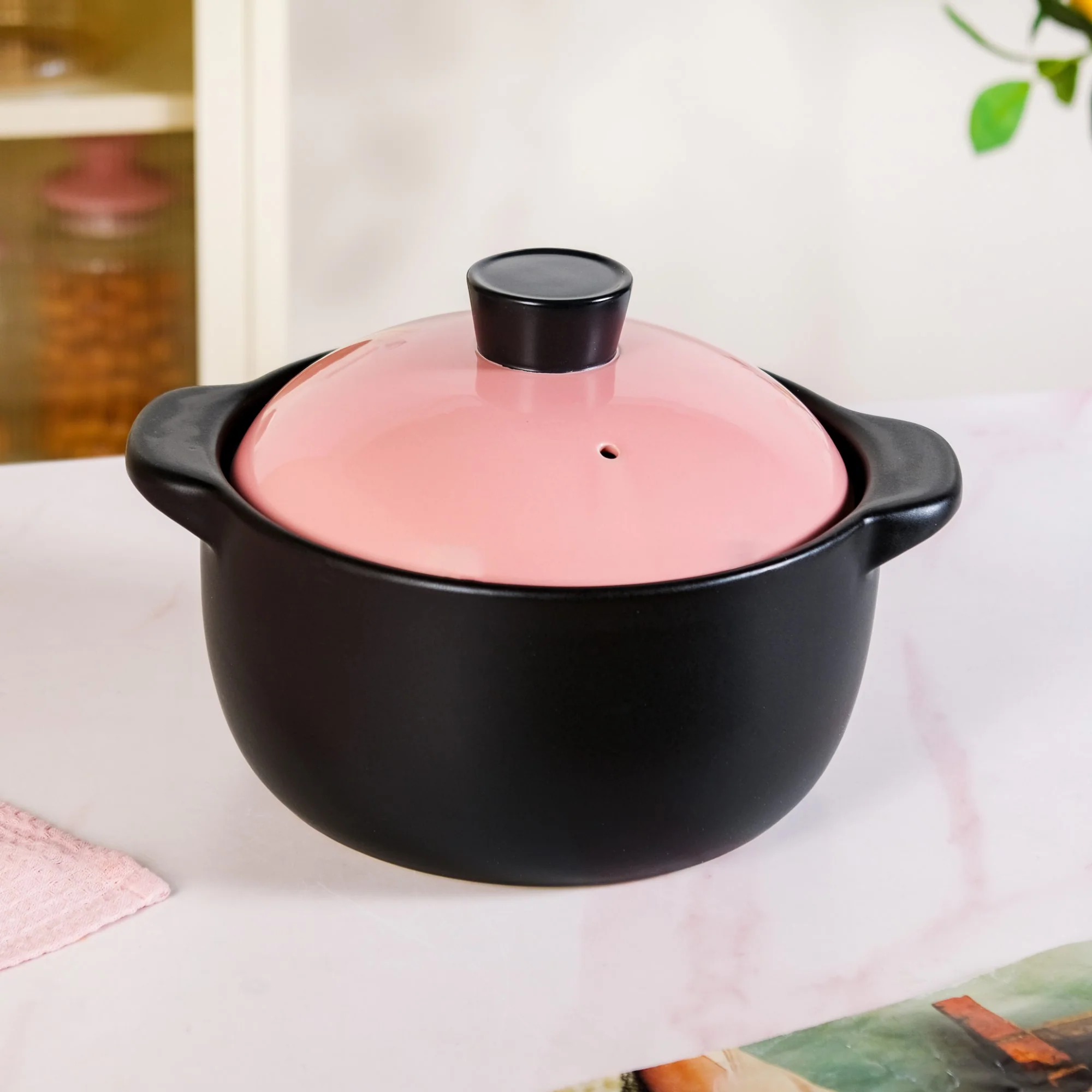 Flamora Ceramic Cooking Pot Pink 3600ml - Image 10