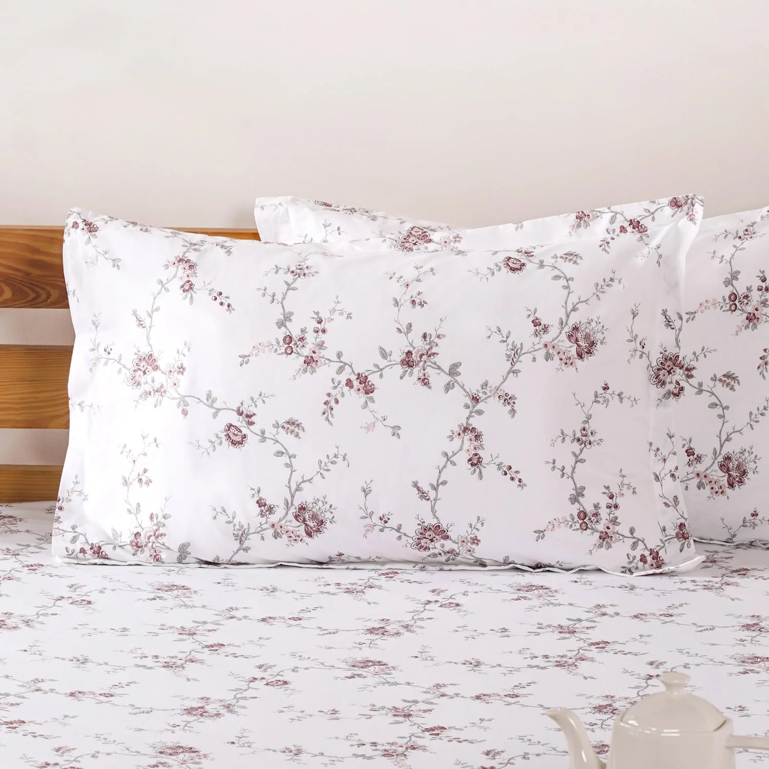 Floral 100% Pure Cotton Night Bedsheet Set 180 TC Soft Touch King Size 275x275 cm - Image 6