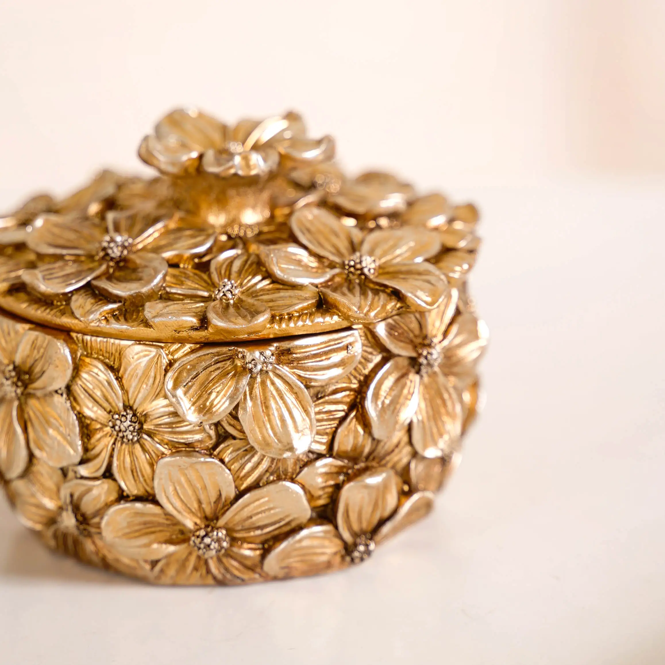 Floral 3D Trinket Jar Antique Bronze - Image 10