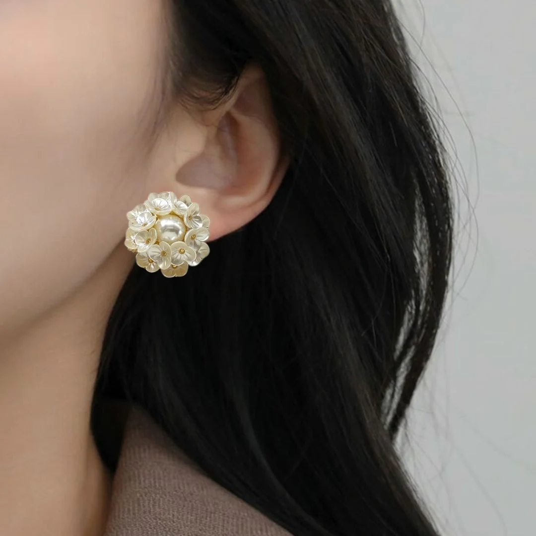 Floral Accent Cluster Earrings - Image 5
