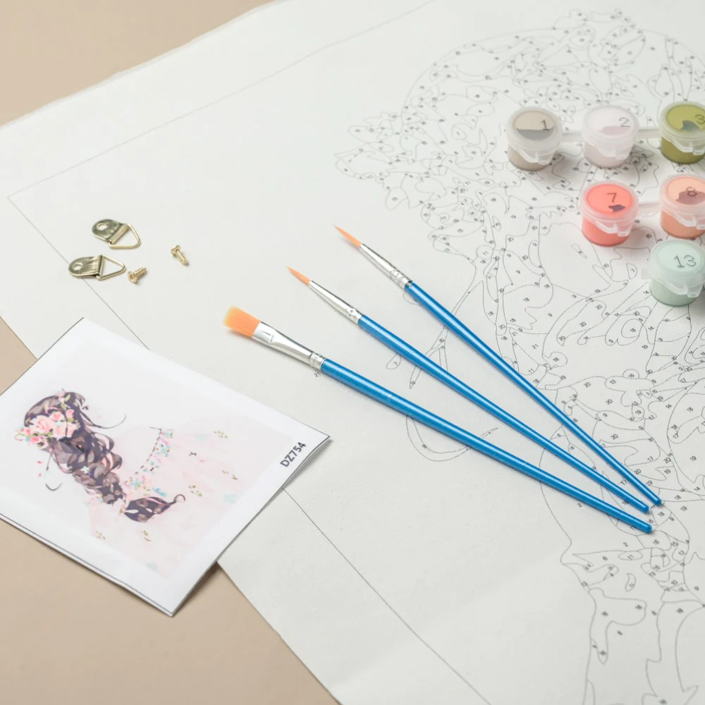 Floral Braided Girl DIY Painting By Numbers Kit - Image 7