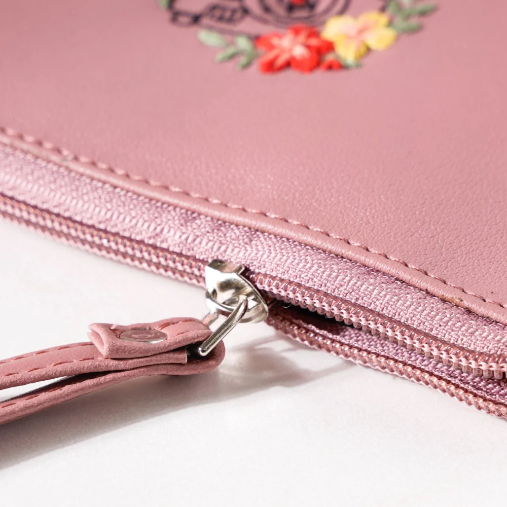 Floral Camera Embroidered Wristlet Pink - Image 6