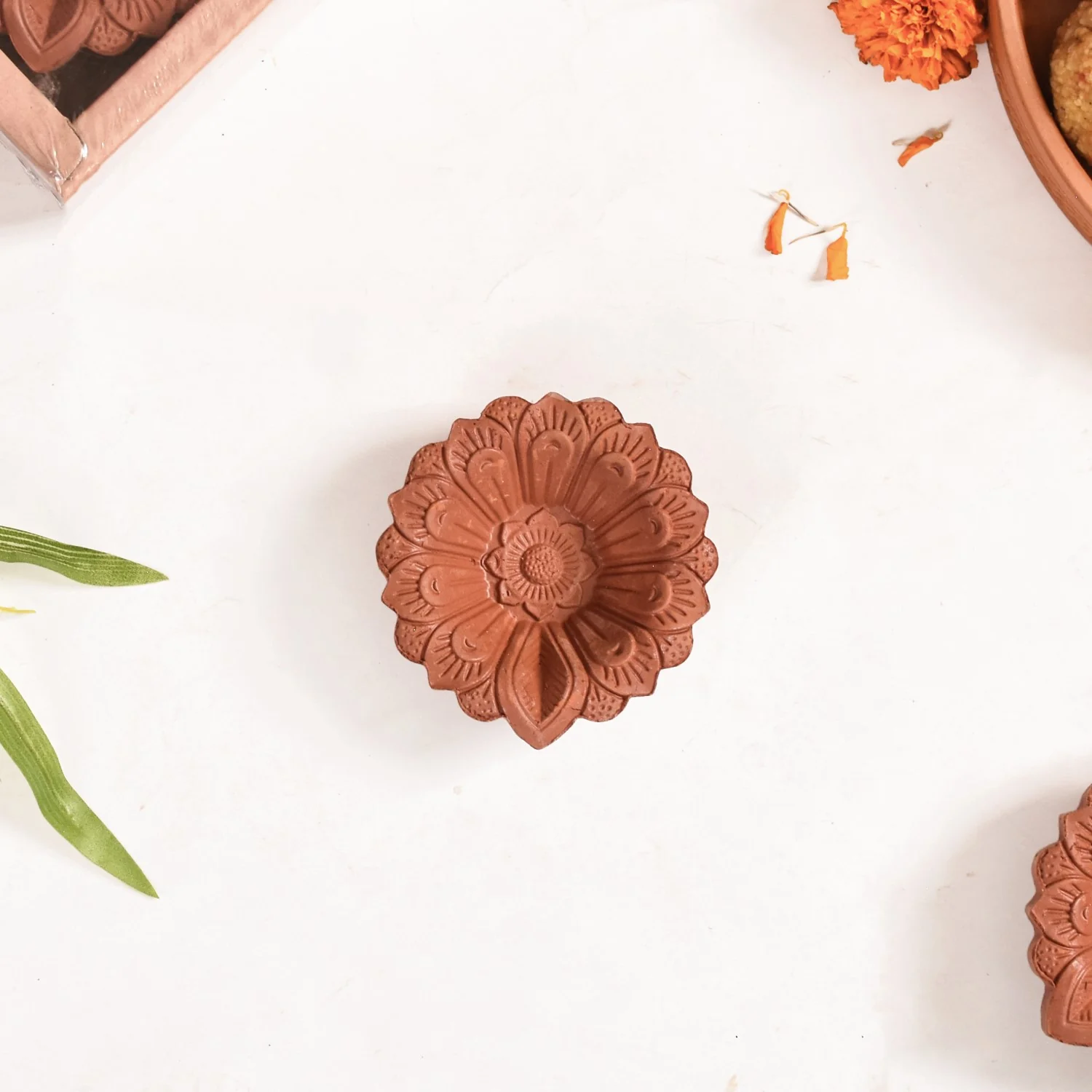 Floral Engraved Assorted Diyas Set Of 48 - Image 2