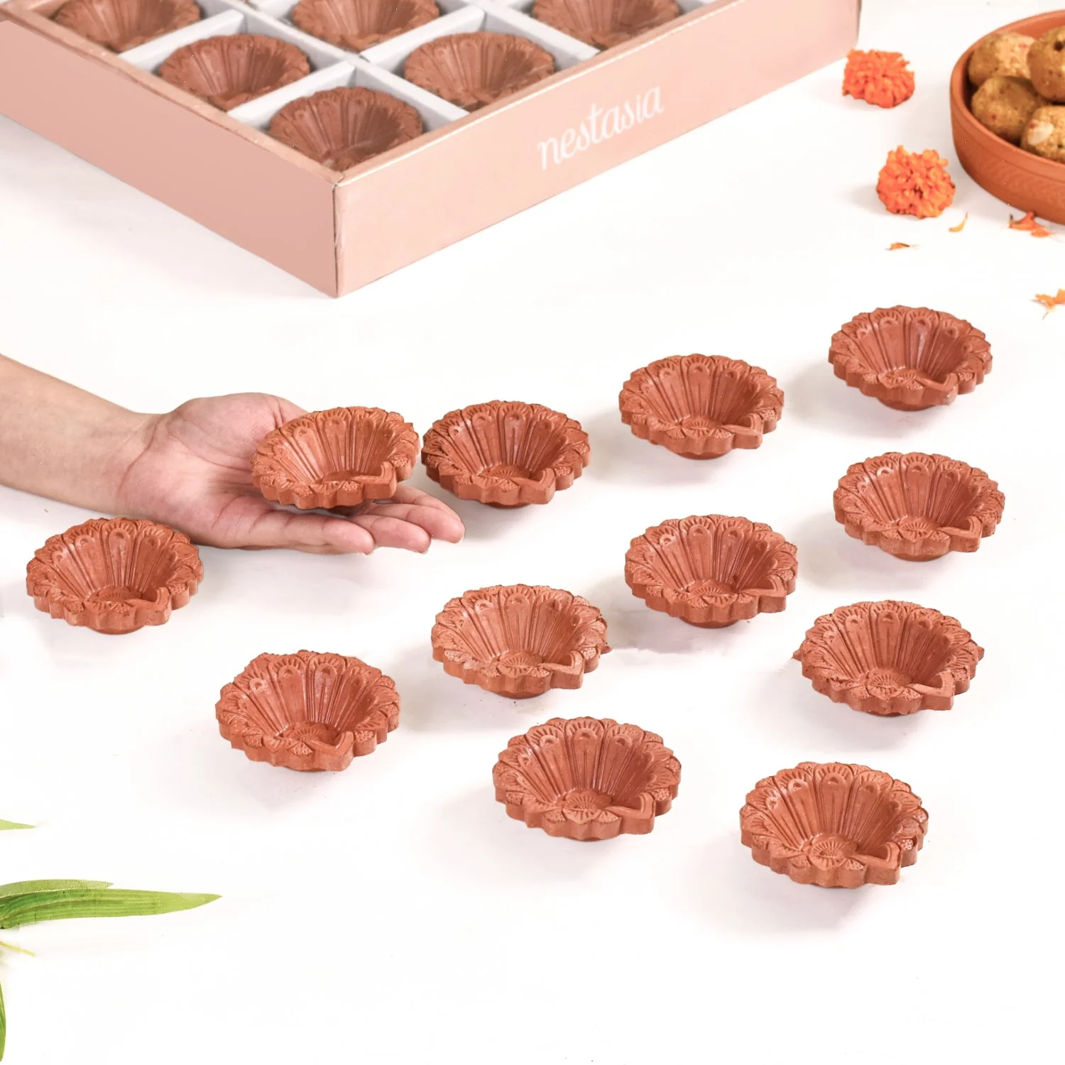 Floral Engraved Assorted Diyas Set Of 48 - Image 3