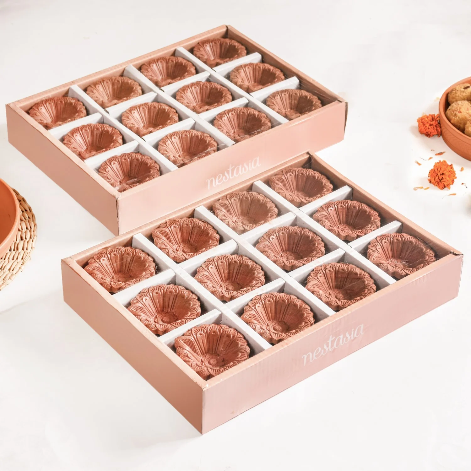 Floral Engraved Assorted Diyas Set Of 48 - Image 6
