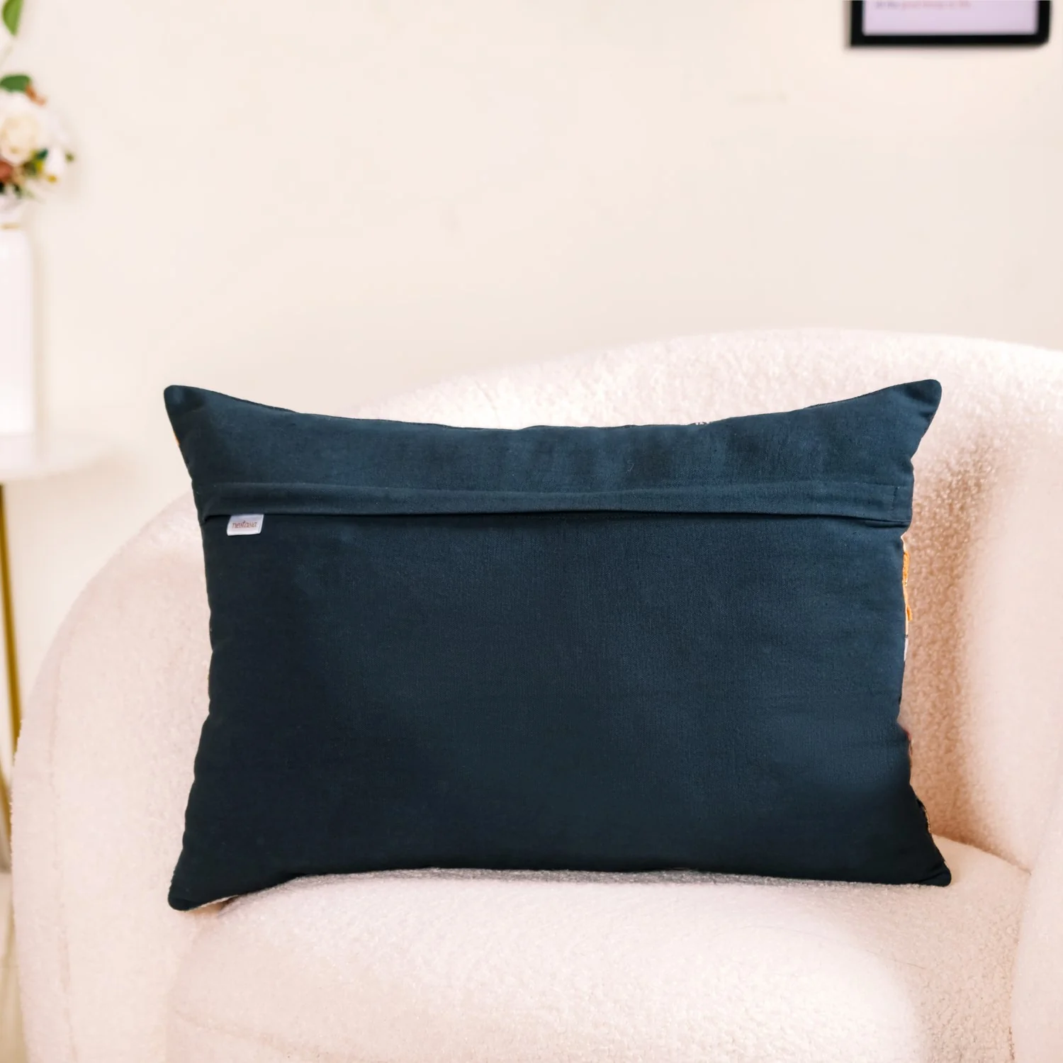 Floral Fantasy Beaded Couch Cushion Cover 20x14 Inch - Image 3