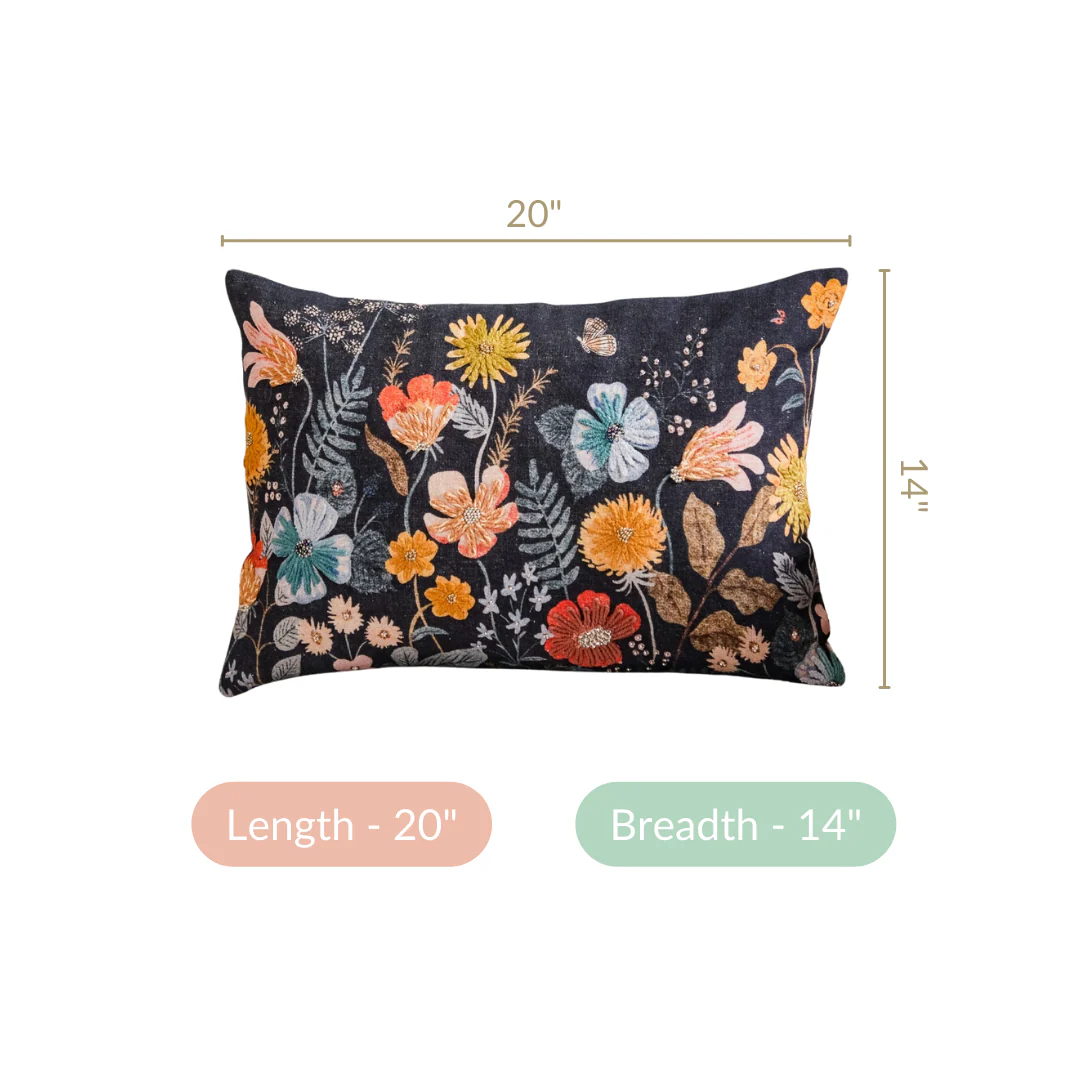 Floral Fantasy Beaded Couch Cushion Cover 20x14 Inch - Image 5