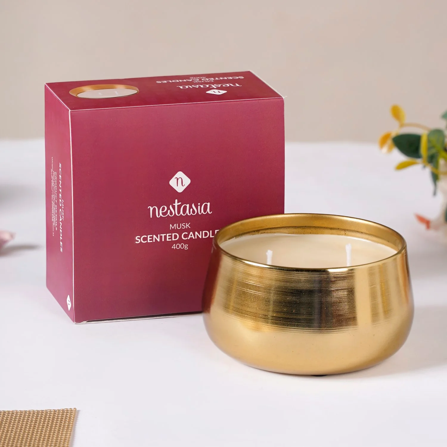 Floral Gold Double Wick Scented Candle Set Of 2 - Image 8