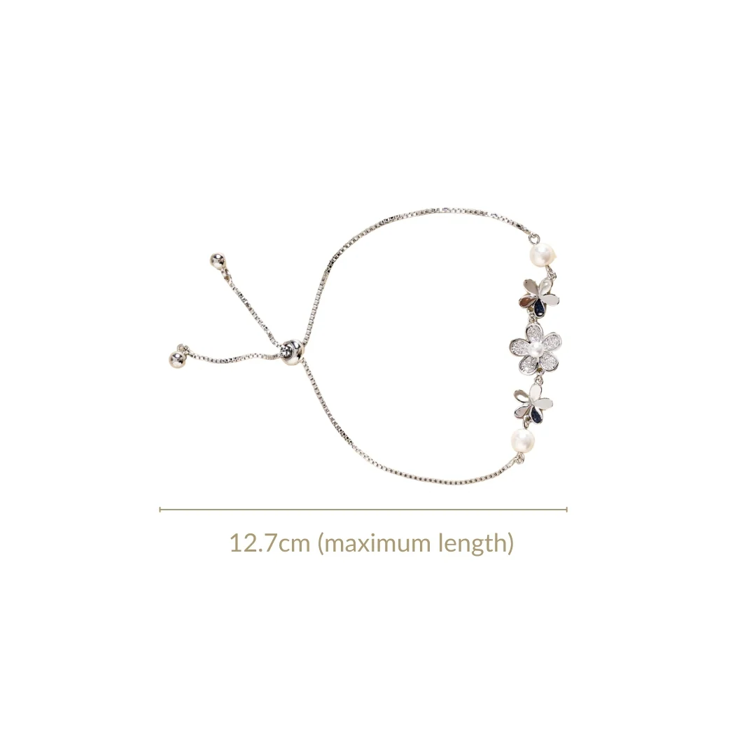 Floral Grace Silver Chain Bracelet - Image 3