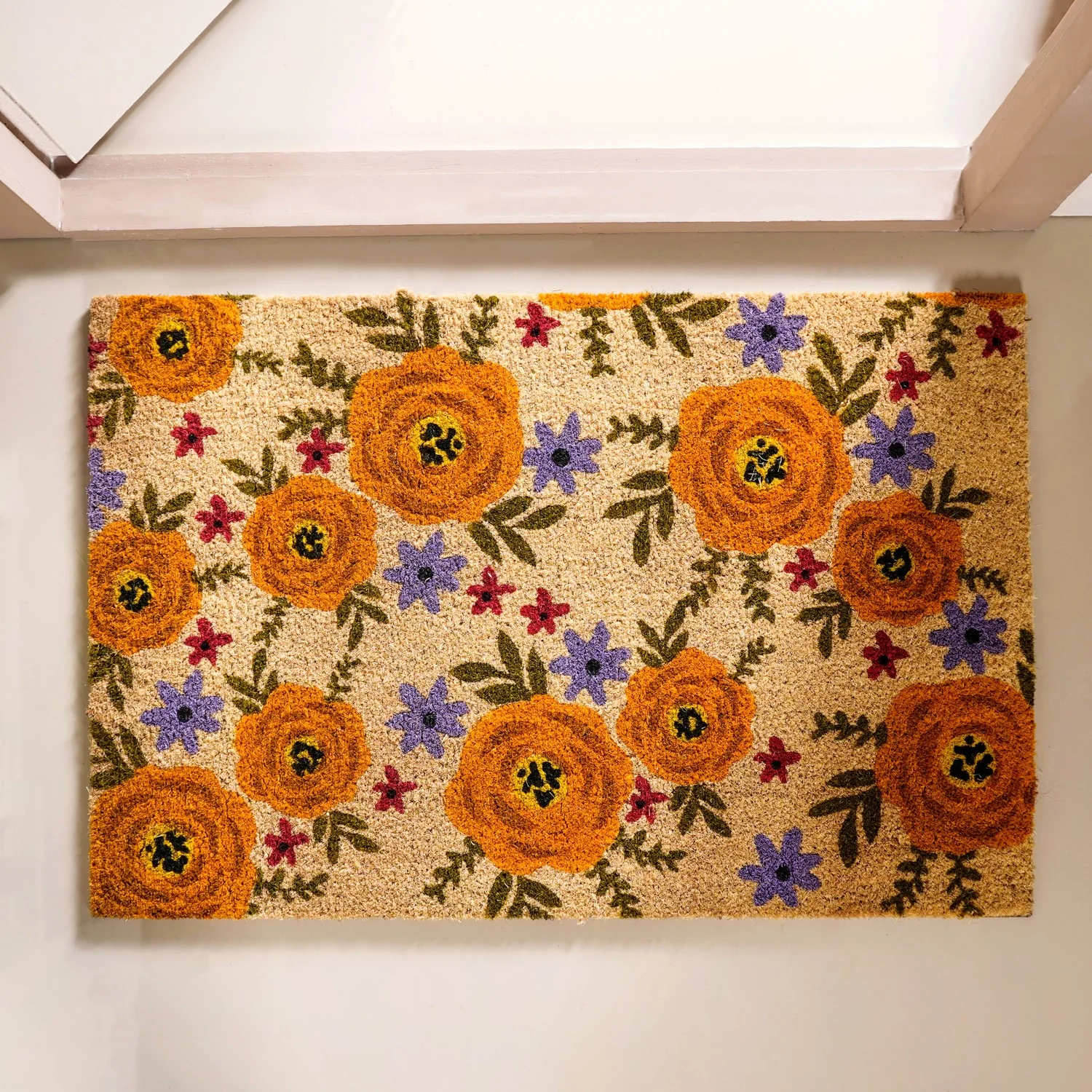 Floral Print Coir Doormat 36x24 Inch - Image 2