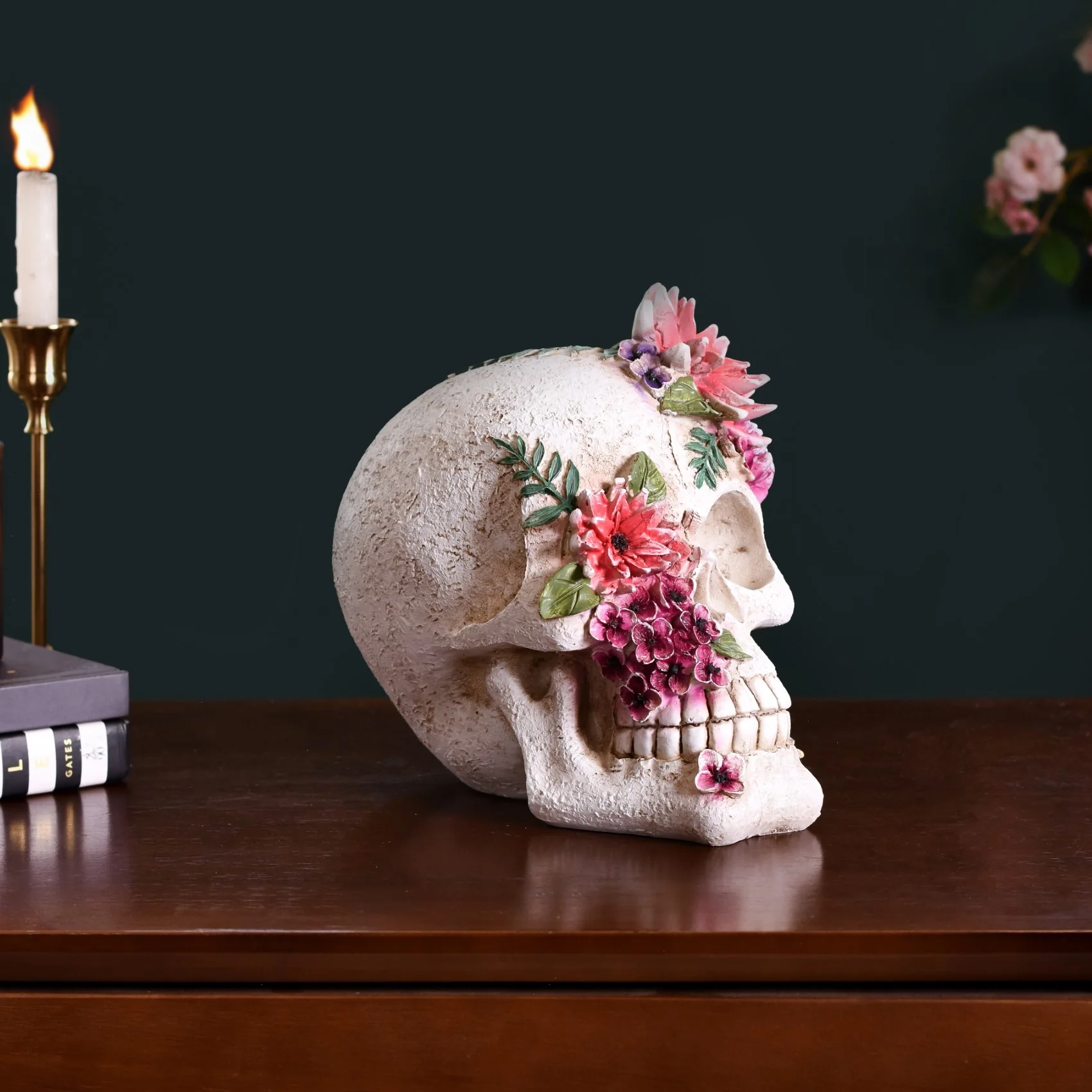 Floral Skull Decor Object - Image 10
