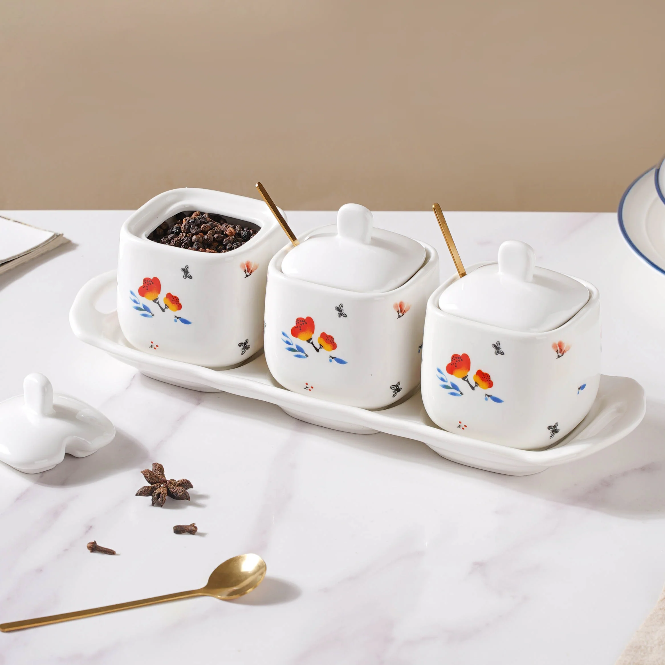 Floral Spice Jar Set Of 3 - Image 3