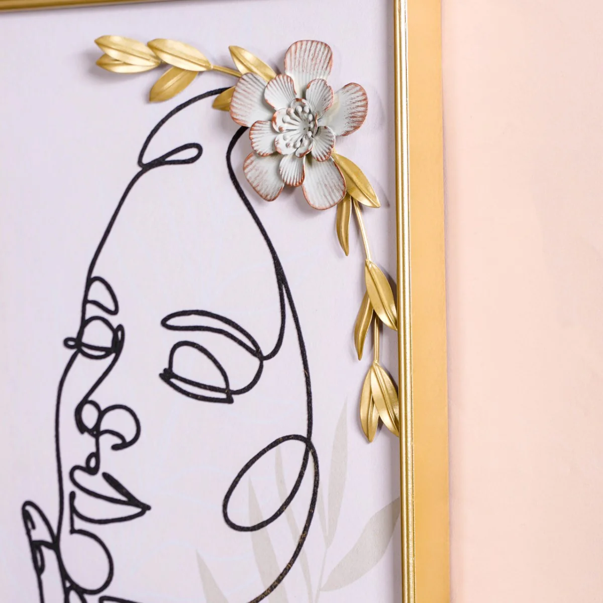 Flower Girl Line Art 3D Wall Decor With Metal Detail 23x12 Inch - Image 8