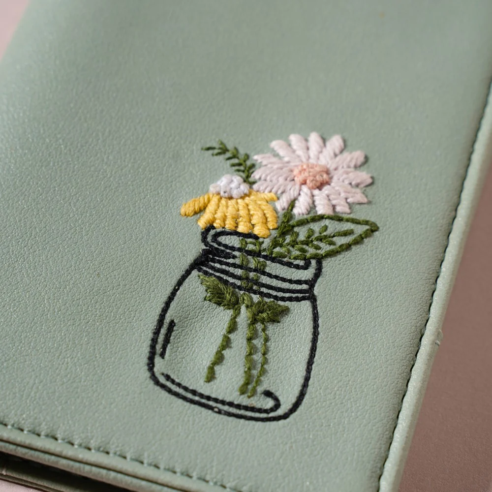 Flower Jar Two Fold Passport Cover Green - Image 3