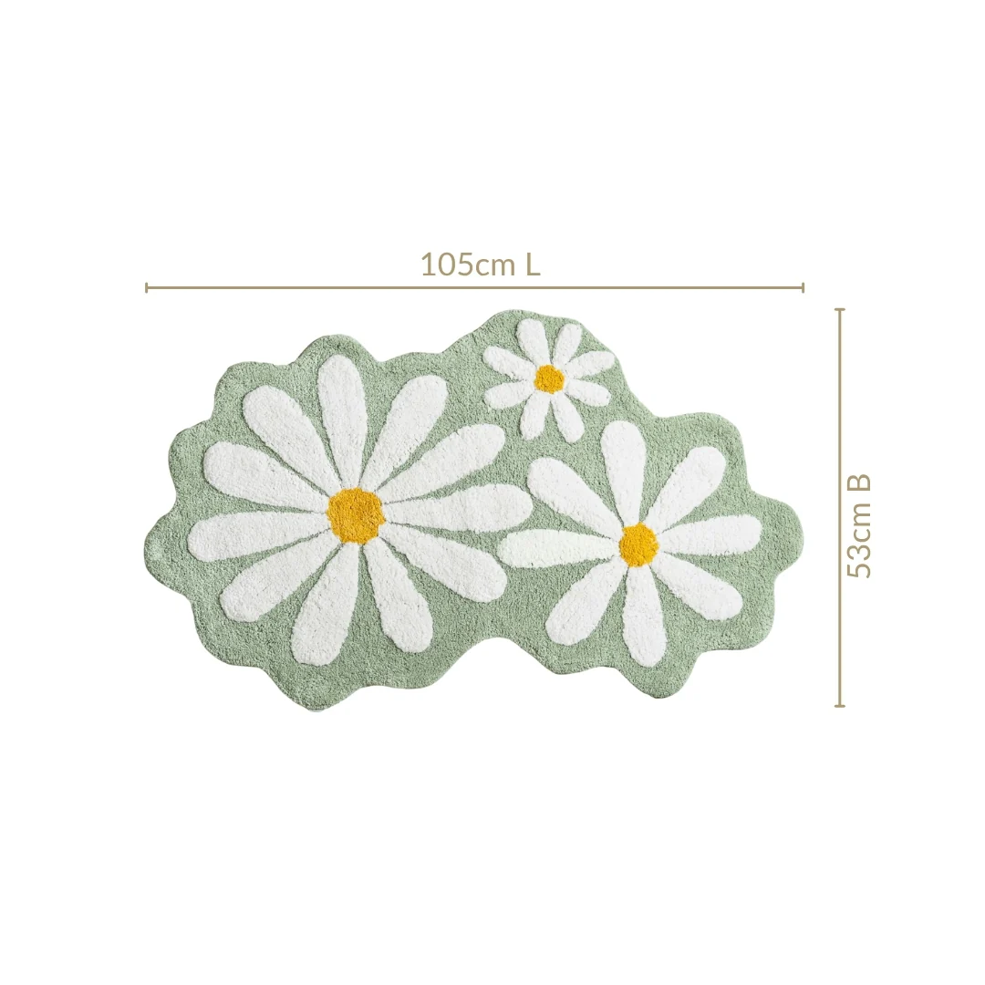 Flower Power Anti Slip Cotton Floor Mat 105x53cm - Image 2