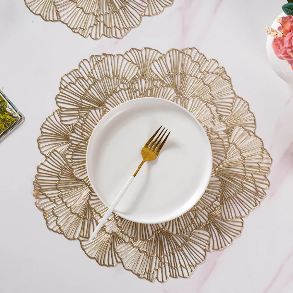Flower Table Mat Gold Set Of 6 15 Inch - Image 7