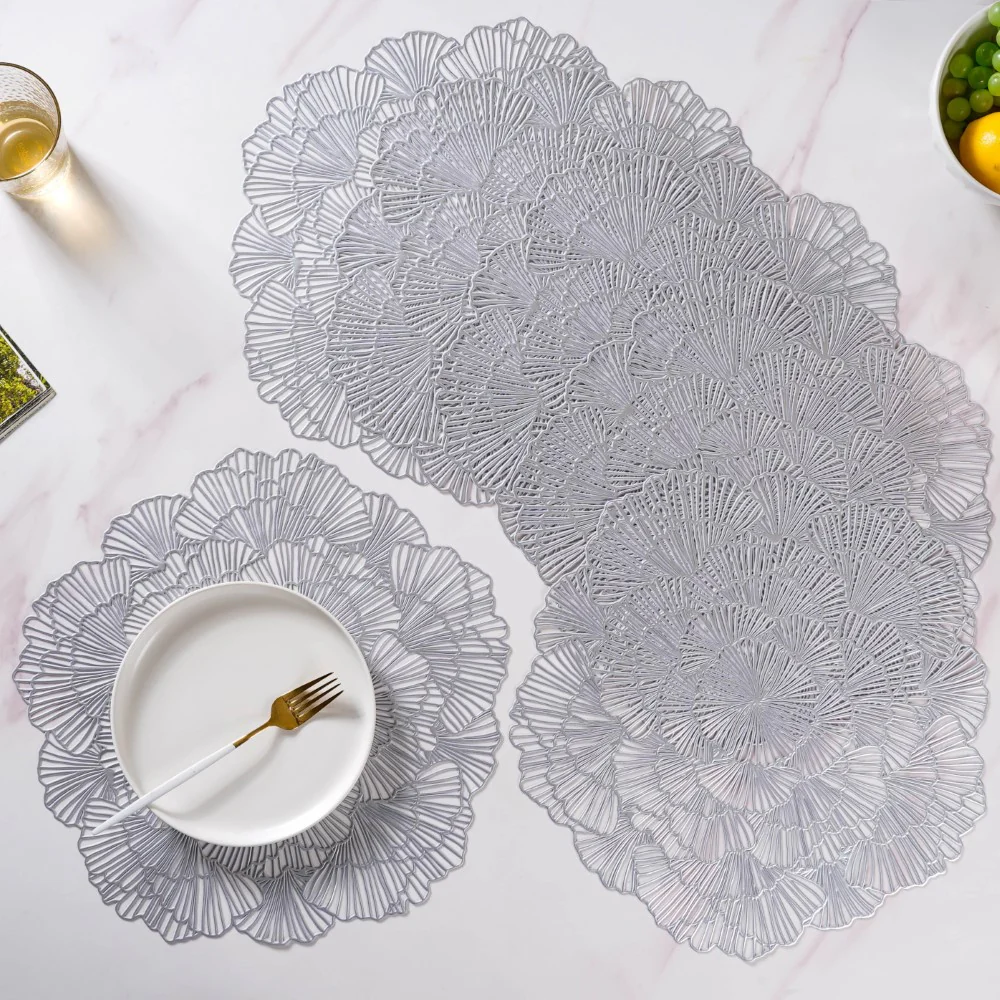 Flower Table Mat Silver Set Of 6 15 Inch - Image 7