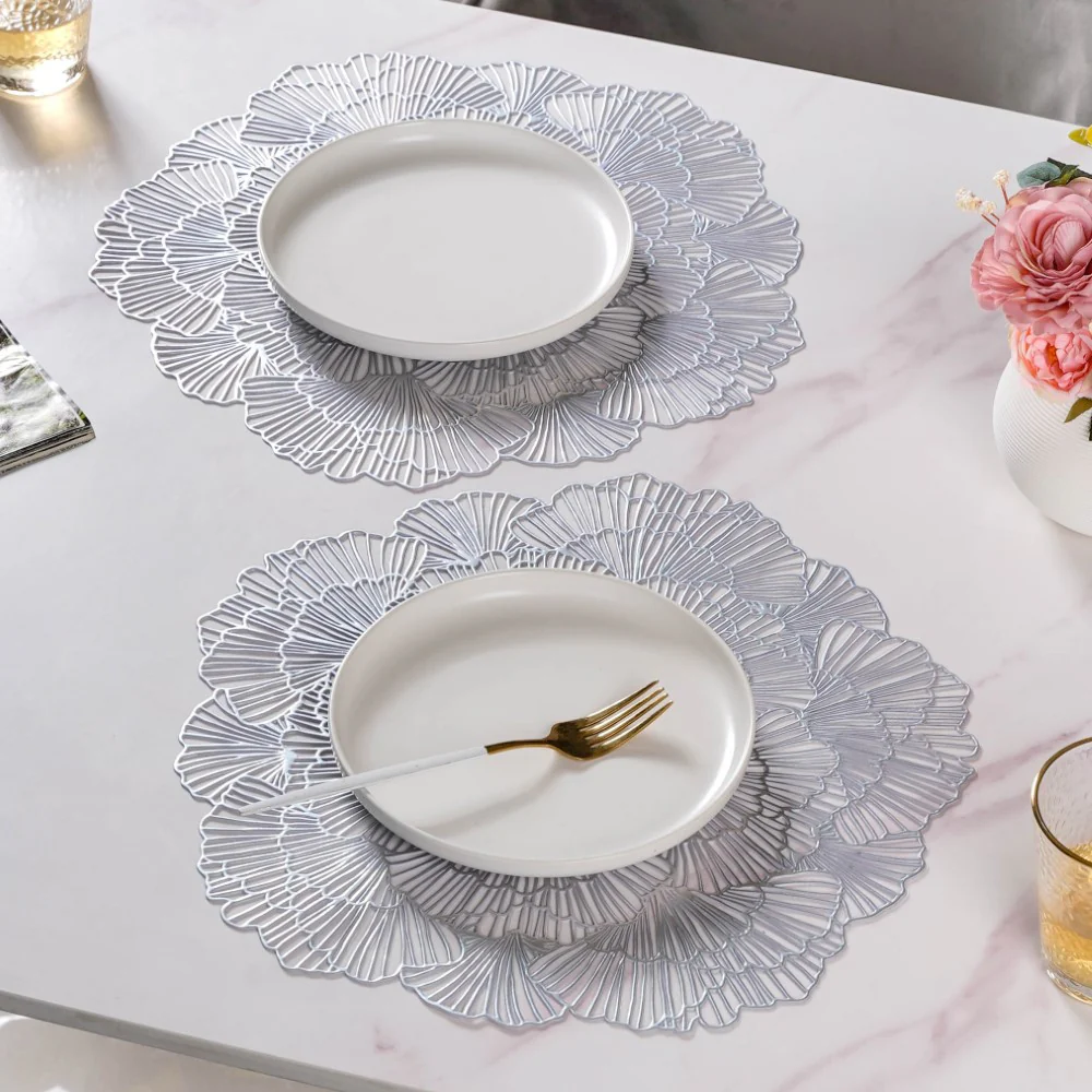 Flower Table Mat Silver Set Of 6 15 Inch - Image 8
