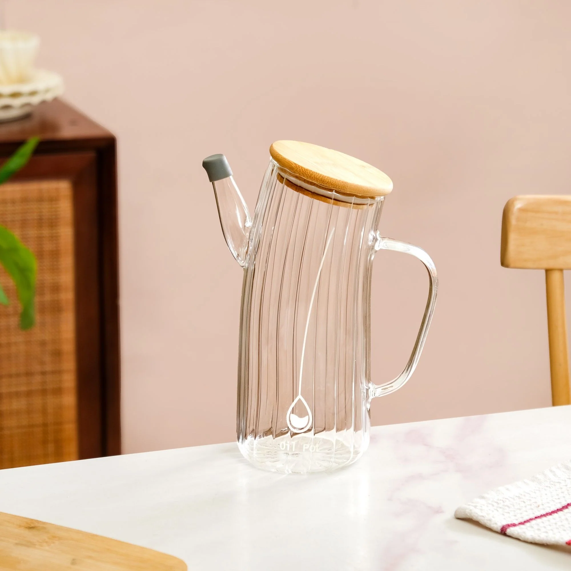 Fluted Borosilicate Glass Oil Jar 800ml - Image 9