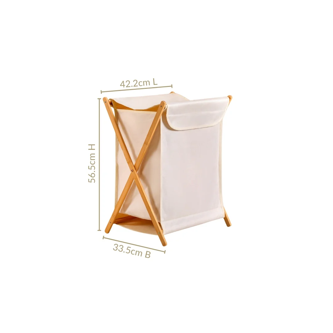 Foldable Bamboo Laundry Basket Off White - Image 3