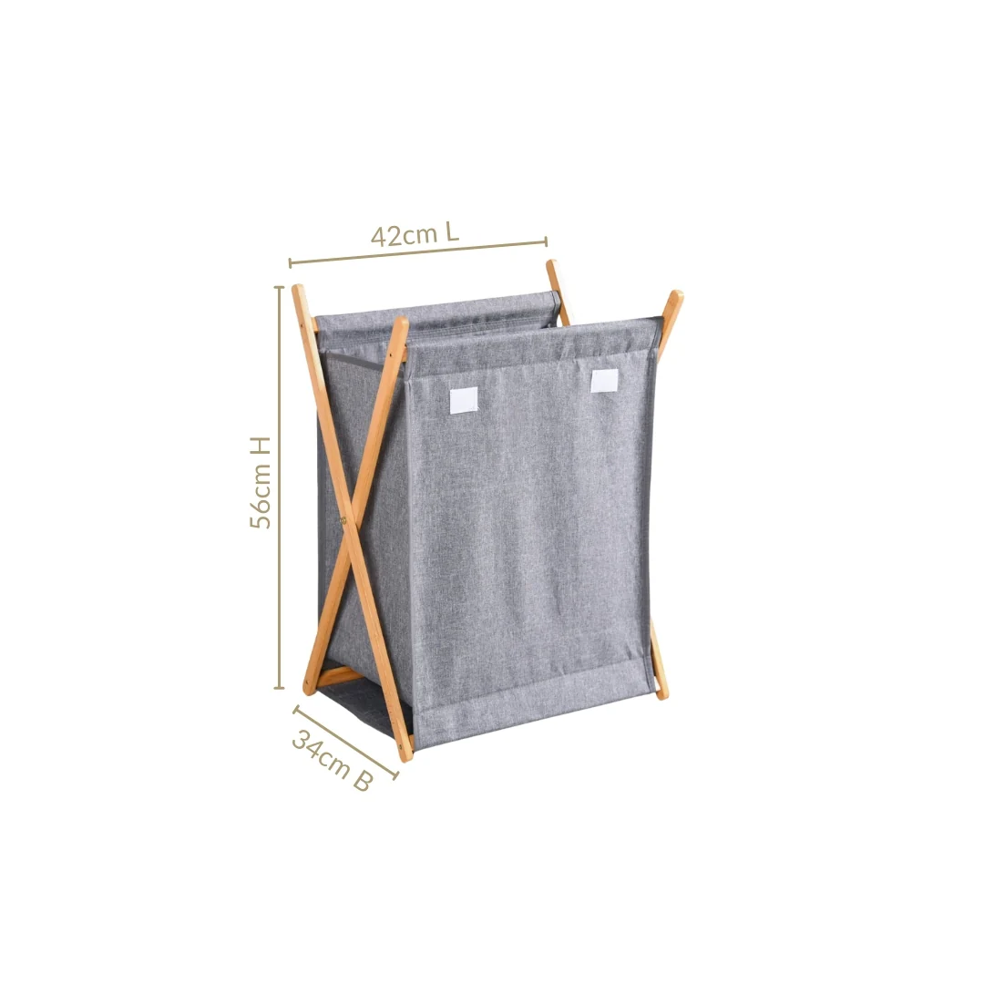 Foldable Cloth Laundry Basket Grey - Image 4