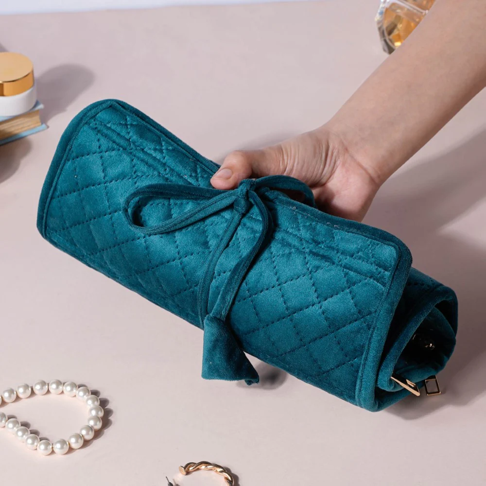Foldable Jewellery Organiser Roll Green 10x20 inch - Image 10